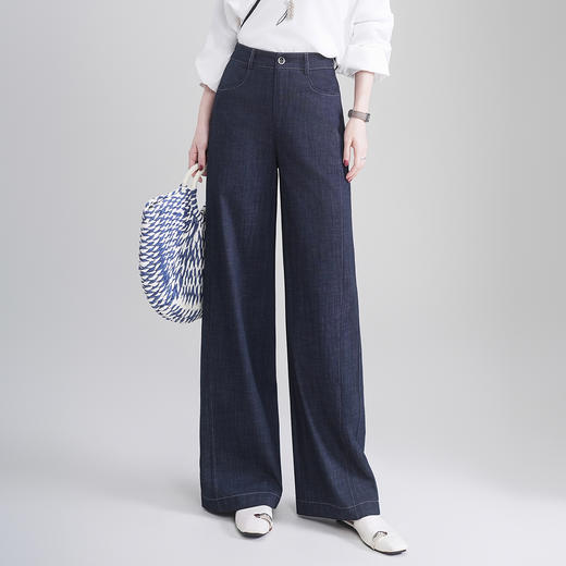 高腰阔腿牛仔裤宽松直筒裤，长裤垂感休闲裤MYX-BFZY-F9672-Y 商品图0