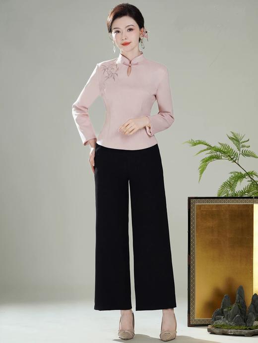 【粉烟】麂皮绒绣花改良新中式，国风旗袍唐装上衣XGT-T25114 商品图2