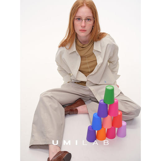 UMILAB｜智性恋*淡人松弛感 柔软高支棉廓形刺绣条纹衬衫H1329V 商品图1