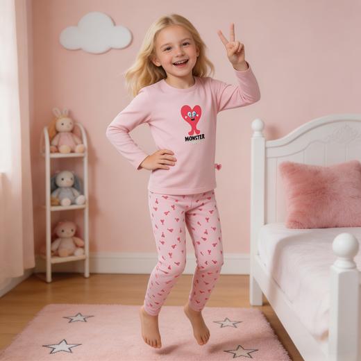 【奇趣怪兽莫代尔】舒雅童装女童中袖长裤家居套装 95%莫代尔5%氨纶3F/26386H 商品图3