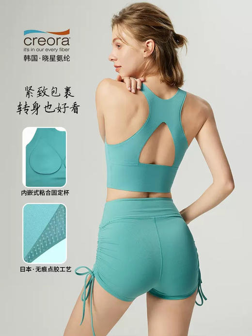 唤醒身心~转身也好看！韩国晓星氨纶一片式运动文胸背心女 固定胸垫高强防震瑜伽服上衣 商品图0