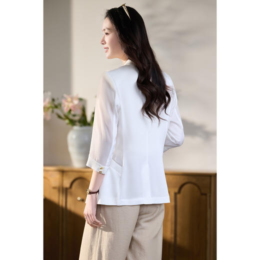 光泽感醋酸缎面通勤外套 米思阳2026春季新款气质修身显瘦西装外套女1027 商品图2