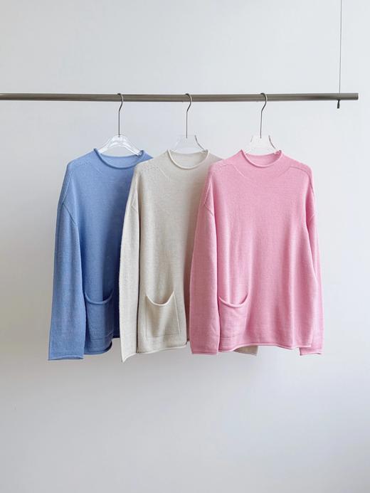 【缩绒卷边薄针织衫】3色可选~细针织羊毛混纺纱线，自带朦胧微透的视觉效果WD 商品图3