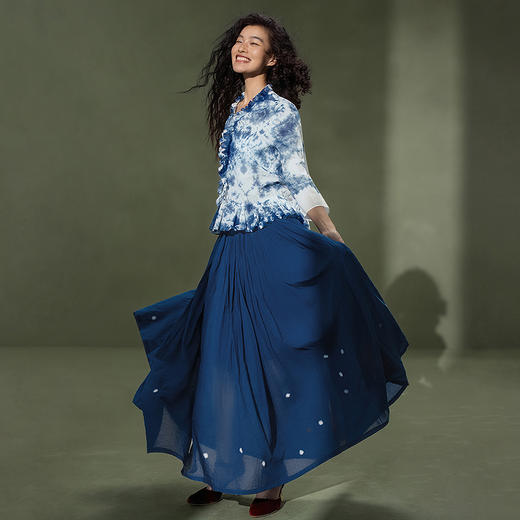 【林栖设计小店】植物染色|手工植物蓝云染优雅花边2026夏新款婴儿棉衬衣1962048 商品图9