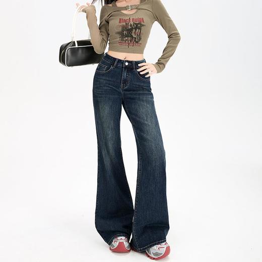【春季穿搭】复古微喇牛仔裤女2026新款高腰显瘦直筒不贴腿休闲宽松牛仔裤女 商品图2