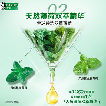 好来（DARLIE）(原黑人)双重薄荷牙膏持久清新口气防蛀固齿洁净口腔175g新旧包装 商品图3