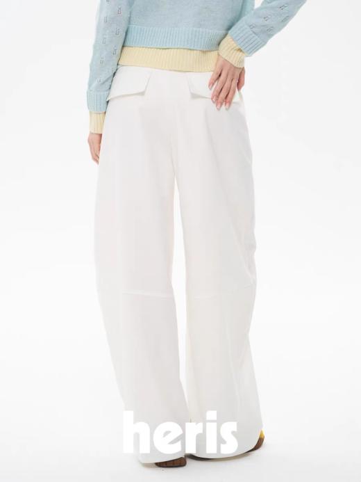 heris/H61119/格纹拼接翻边 腰带打褶西裤 商品图4