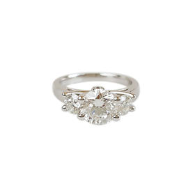 【天然正品】AU750白金经典简约三钻款皇冠镂空造型1.50克拉钻石戒指12号（戒圈可改）050326NJS29