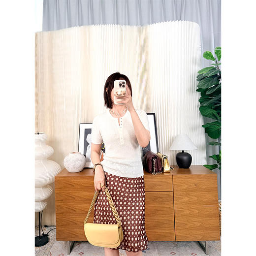 【贝拉推荐】普罗旺斯 羊毛醋酸真丝混纺 亨利领短袖 绞花针织衫 显瘦多色百搭 RL的老钱从容感 商品图2