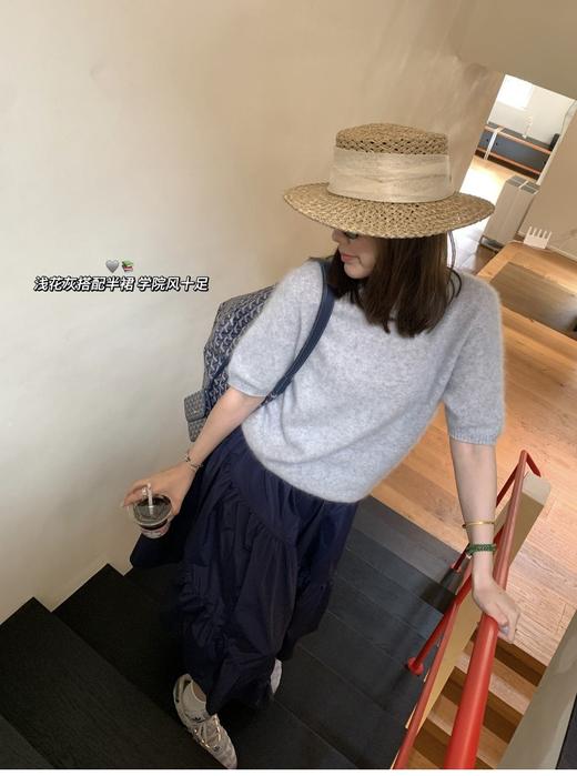 早春马卡龙色系拉毛短袖来喽～无缝一体山羊绒羊毛针织 售后时间：签收3天内，不合适及时申请！ 商品图6