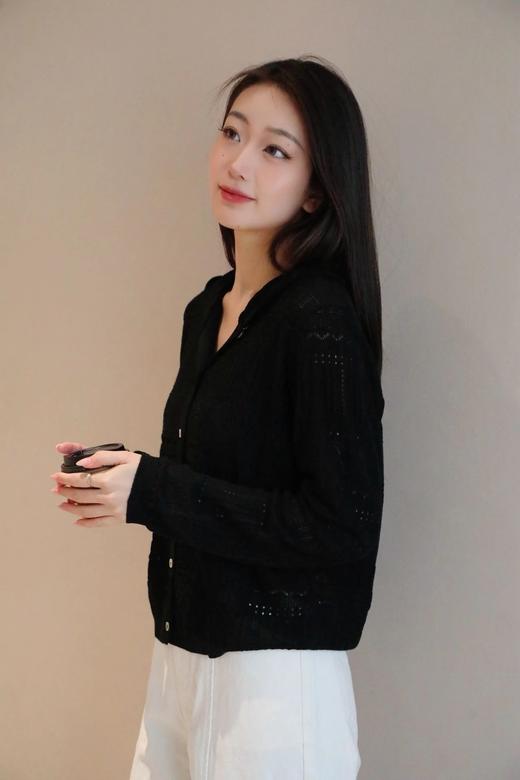 【镂空连帽针织开衫】桑蚕丝绵羊毛混纺面料，细腻软滑不扎肤露肤度恰到好处！透气还不丢造型感WD 商品图3