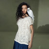 【林栖设计小店】手工摇花|瓷白刺绣蕾丝优雅百搭2026夏新款衬衣两件套1962012 商品缩略图1