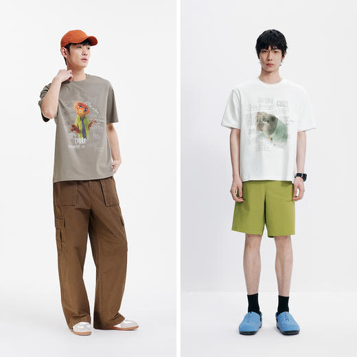 凉感T|森马疯狂动物城短袖T恤男夏季抑菌复古卡通印花宽松针织衫 商品图4