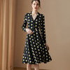 剩S/L 米思阳2025秋新款时尚气质黑色大摆裙子收腰显瘦印花连衣裙0420 商品缩略图3
