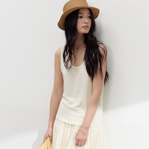 【2026夏季新品】醋酸亚麻・中线背心 丝滑凉感莱赛尔宽松吊带时尚内搭条纹春夏打底衫 商品图3