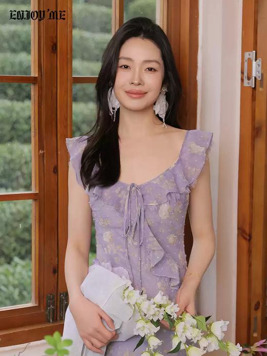 【门店同款】ENJOY春季“柔光芳序”藤萝紫花朵长裙 169648347 商品图3