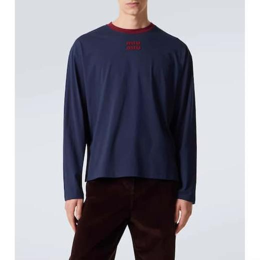 很仙很仙的长袖tee，胸口小标刺绣。靛蓝圆领长袖复古上衣E031160 商品图6