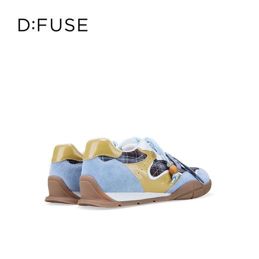 Dfuse迪芙斯2026春季新款反绒皮格纹拼接双鞋带复古德训鞋运动鞋DFE1112137 商品图13