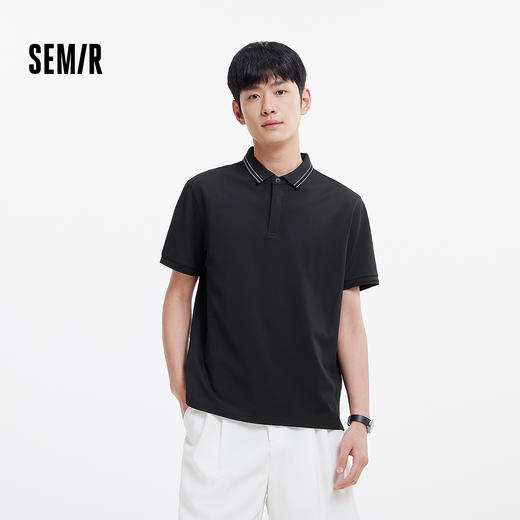 森马POLO衫男夏季含桑蚕丝质感短袖上衣基础百搭商务通勤针织衫 商品图1