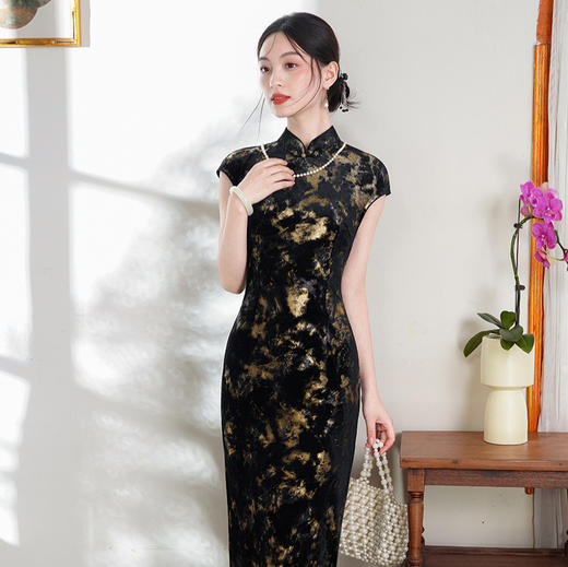 老上海民国风，复古丝绒旗袍XL1678 商品图3