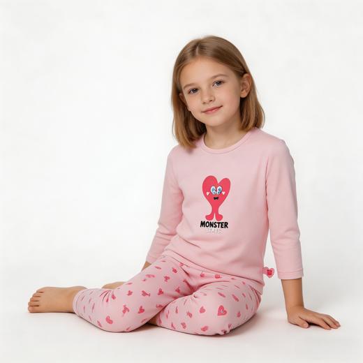 【奇趣怪兽莫代尔】舒雅童装女童中袖长裤家居套装 95%莫代尔5%氨纶3F/26386H 商品图1