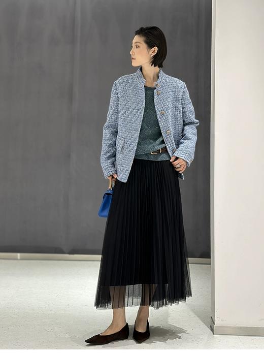 LP订制小立领中式蓝色多瑙河羊毛桑蚕丝亚麻羊绒外套 商品图7