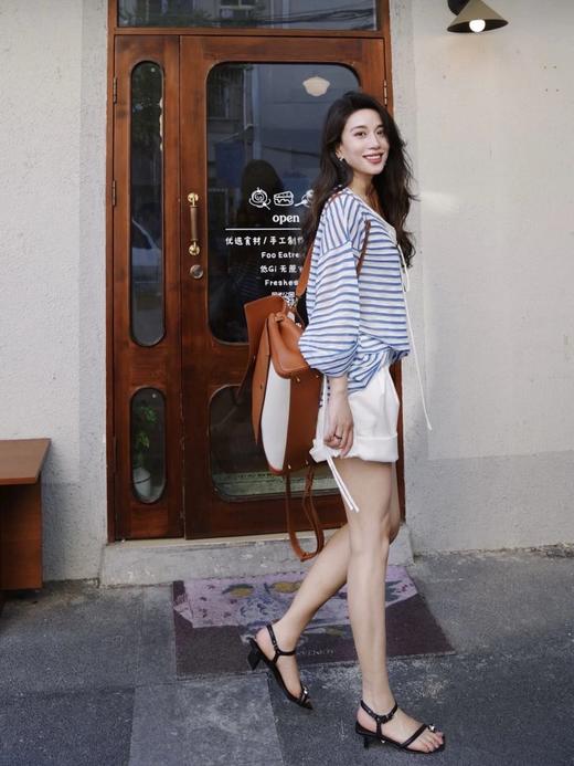 【蚕丝羊毛绑带罗马领条纹上衣】春夏可当防晒软糯亲肤，度假通勤都能穿WD 商品图6