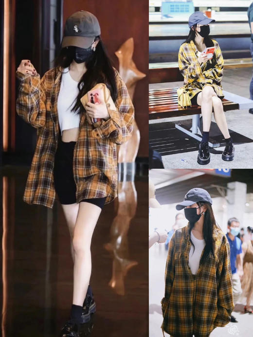 春秋磨毛韩国订单美翻格子控衬衫外套开衫 商品图11