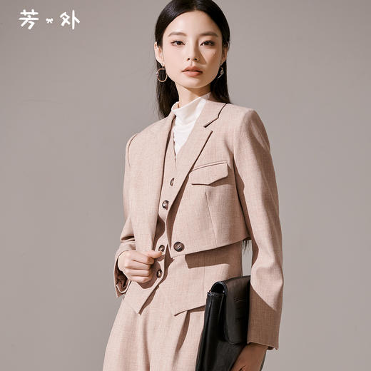 剩S/M/L 芳外新款优雅气质通勤西装休闲小个子短外套女8I23CX1086 商品图0
