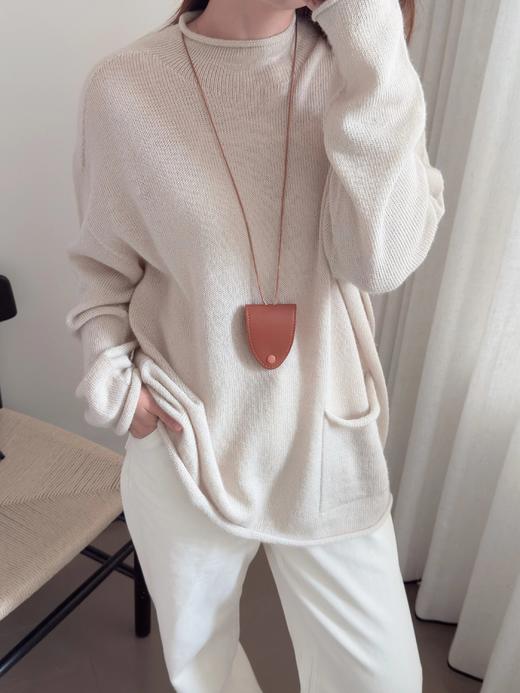 【缩绒卷边薄针织衫】3色可选~细针织羊毛混纺纱线，自带朦胧微透的视觉效果WD 商品图1