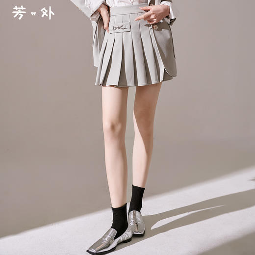 剩S/M/L 芳外新款知性气质小短裙洋气通勤百褶半身裙女8T23CI1189 商品图0