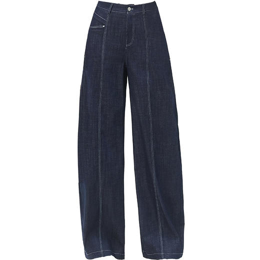 蓝色牛仔弯刀裤阔朋裤，时尚女装宽松直筒裤MYX-XBMY-26-9617-Y 商品图4