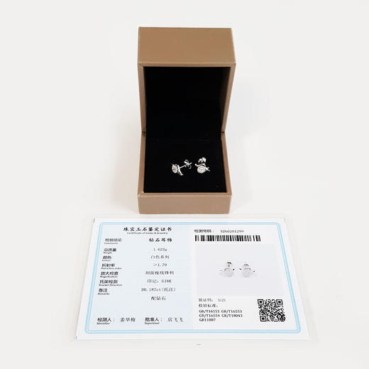 【天然正品】AU750白金时尚设计款0.187克拉钻石耳钉11.5*7.2*15.2MM（皆取最大值）260226NJT07 商品图1
