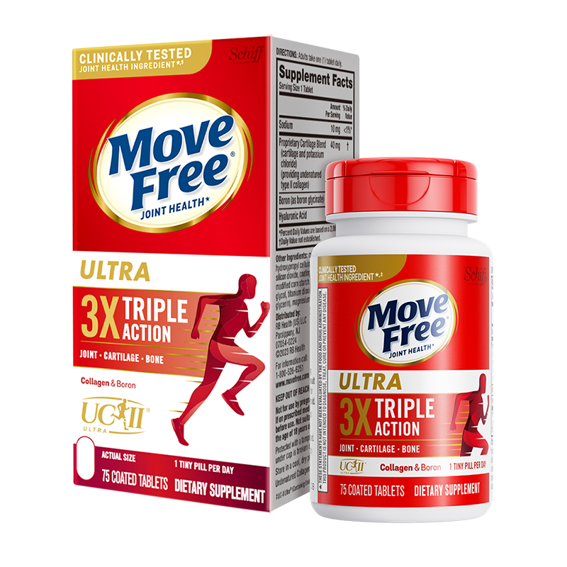 【山水专属】Move Free氨糖搭档 骨胶原白瓶75粒