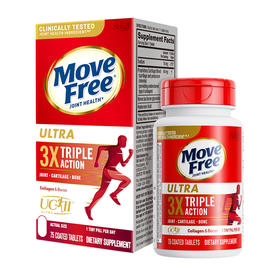 【山水专属】Move Free氨糖搭档 骨胶原白瓶75粒