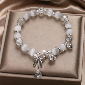 新款中式白水晶蝴蝶结猫眼石手链手串-纪念日百货门店同款159219522