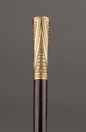 独角鹿西洋古董1880-1910维多利亚时代西班牙出品托莱多钢黄金硬木手杖