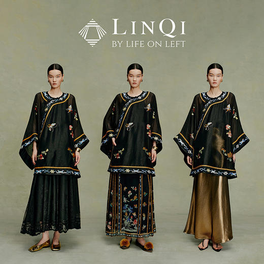 【林栖设计小店】月夜清影|黑色复古绣花2026夏新款衬衣改良氅衣1962079 商品图5