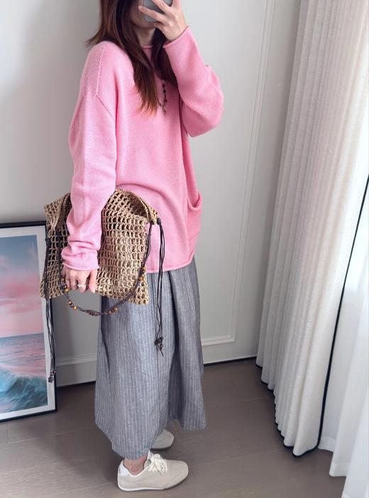 【缩绒卷边薄针织衫】3色可选~细针织羊毛混纺纱线，自带朦胧微透的视觉效果WD 商品图6