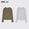 UMILAB｜曜石*气质万能打底 天丝+精纺羊毛银丝面料合身长袖T恤BT808V 商品缩略图0