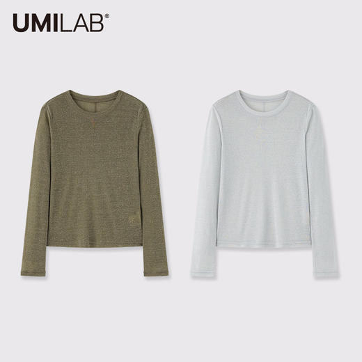 UMILAB｜曜石*气质万能打底 天丝+精纺羊毛银丝面料合身长袖T恤BT808V 商品图0
