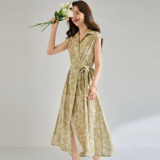 「高货sh」全新升级【铂金会员266/天猫359/差价93】(01806)洛诗琳法式淡雅印花衬衫裙2026春夏收腰显瘦无袖系带裙 商品图2