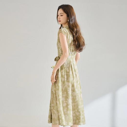 「高货sh」全新升级【铂金会员266/天猫359/差价93】(01806)洛诗琳法式淡雅印花衬衫裙2026春夏收腰显瘦无袖系带裙 商品图4