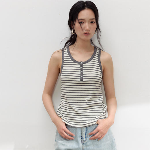 （合作款）【2026夏季新品】螺纹亚麻 · 纽扣背心yc0409008 商品图1