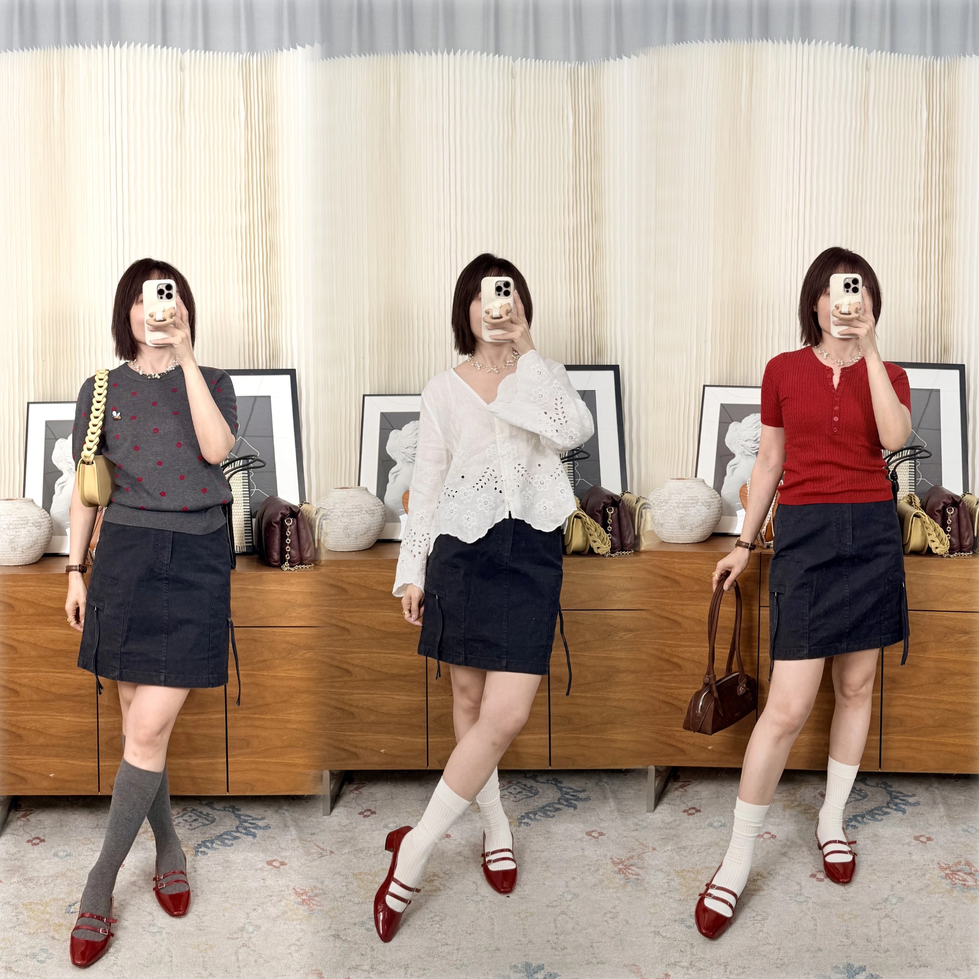 打破边界 时髦工装风100%棉半裙 藏青复古洗水 减龄百搭 全身高覆盖