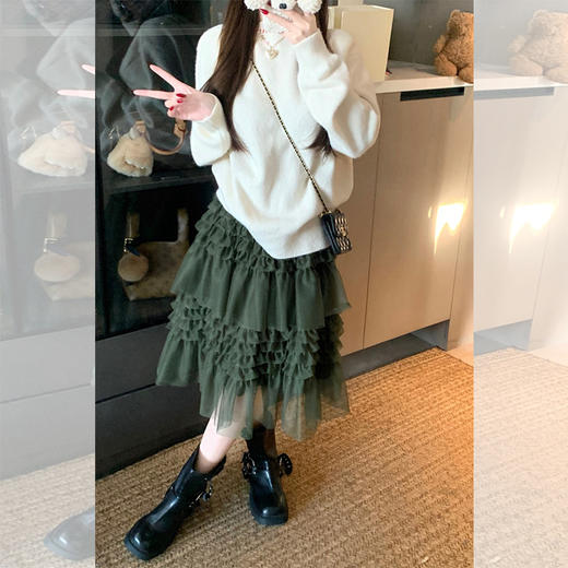 西遇高级感气质网纱半身裙女2026年春季新款高腰显瘦小个子蛋糕裙SS060201 商品图1