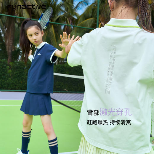 funactive男女童polo衫夏季翻领运动网球羽毛球服儿童短袖T恤上衣F1UT30359 商品图5