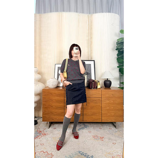 打破边界 时髦工装风100%棉半裙 藏青复古洗水 减龄百搭 全身高覆盖 商品图1