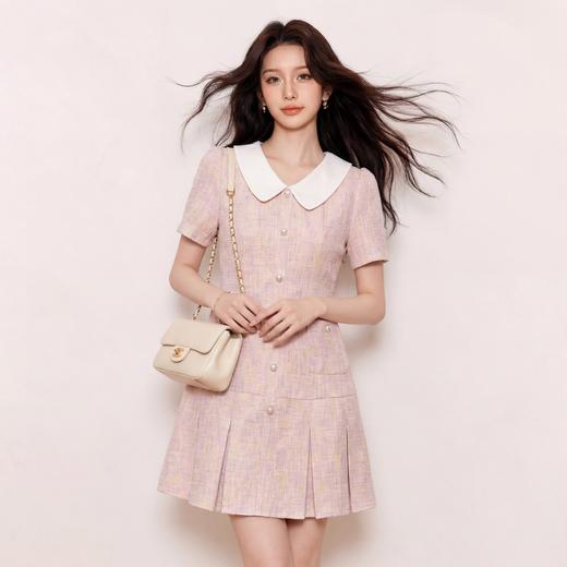 奢姿大码女装2026夏季减龄娃娃领小香风连衣裙胖妹妹通勤时尚裙子9962894580 商品图3