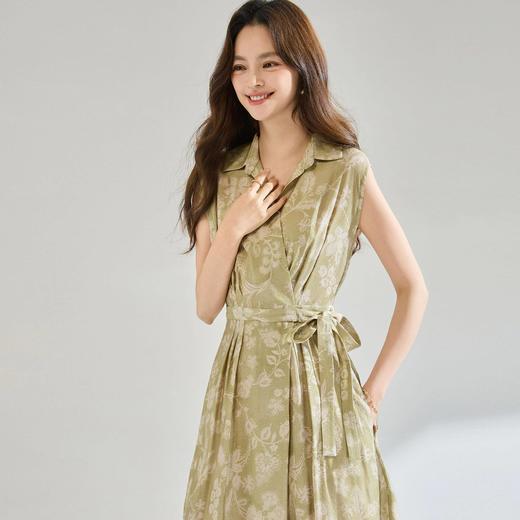 「高货sh」全新升级【铂金会员266/天猫359/差价93】(01806)洛诗琳法式淡雅印花衬衫裙2026春夏收腰显瘦无袖系带裙 商品图3